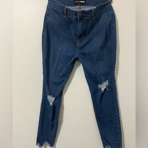 Fashion Nova Blue distressed jeans